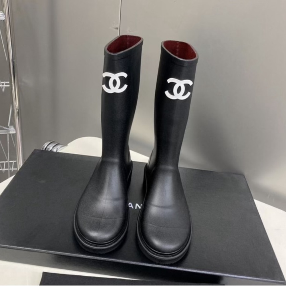 Chanel rain boots
